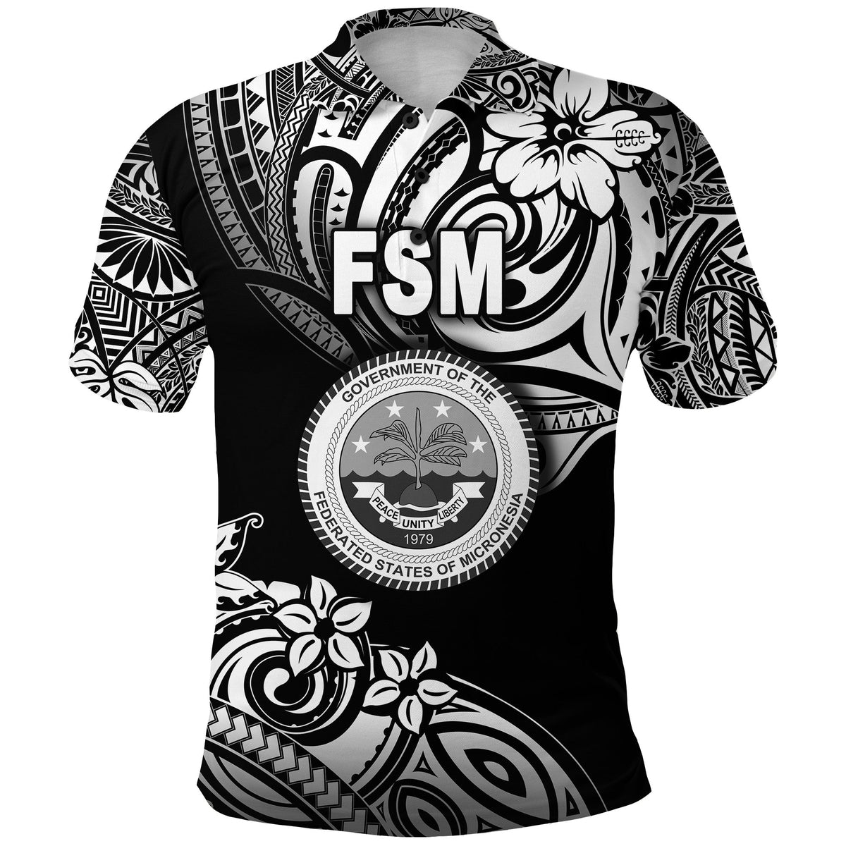 Custom Federated States of Micronesia Polo Shirt Unique Vibes Black LT8 - Wonder Print Shop