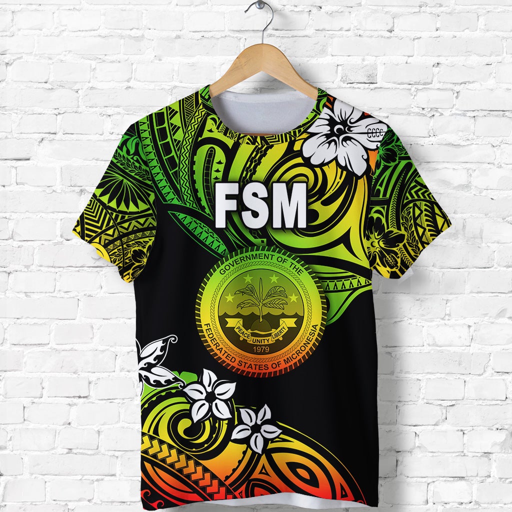 Custom Federated States of Micronesia T Shirt Unique Vibes Reggae LT8 - Wonder Print Shop