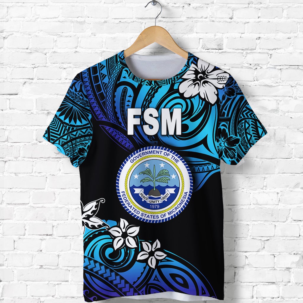 Custom Federated States of Micronesia T Shirt Unique Vibes Blue LT8 - Wonder Print Shop