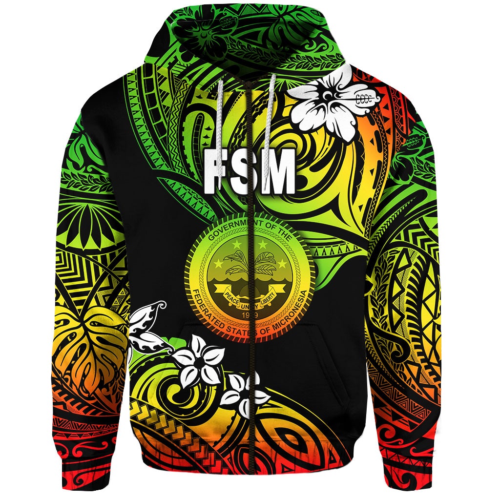 Custom Federated States of Micronesia Zip Hoodie Unique Vibes Reggae LT8 - Wonder Print Shop