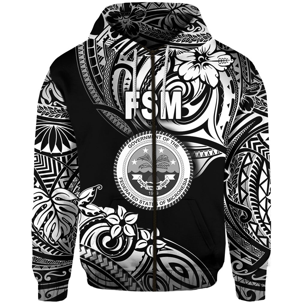 Custom Federated States of Micronesia Zip Hoodie Unique Vibes Black LT8 - Wonder Print Shop