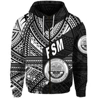 Custom Federated States of Micronesia Zip Hoodie FSM Original Style Black LT8 - Wonder Print Shop