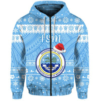Custom Federated States of Micronesia Christmas Zip Hoodie Simple Style FSM Seal LT8 - Wonder Print Shop