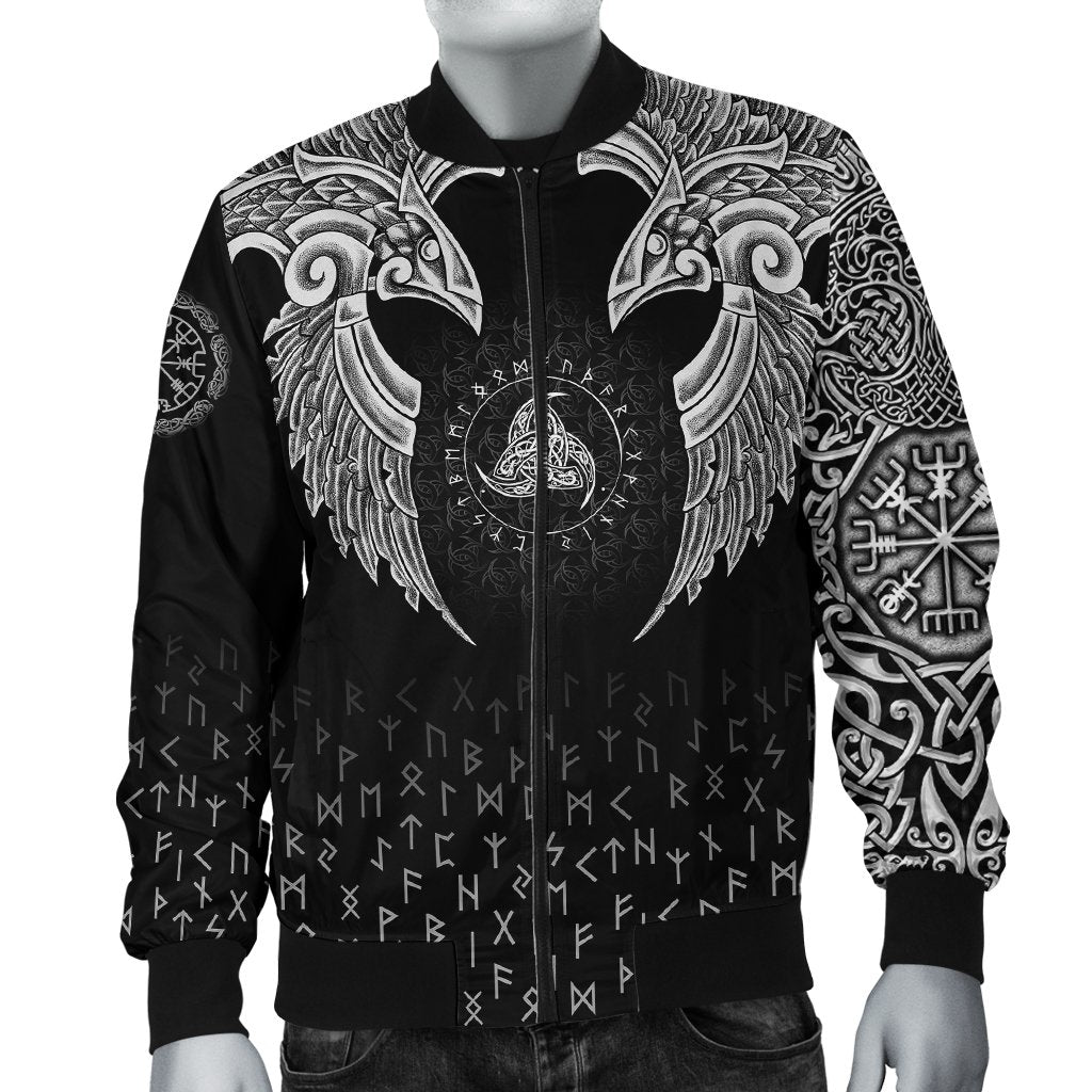 Viking Bomber Jacket Nordic Raven Tattoos RLT12 - Wonder Print Shop