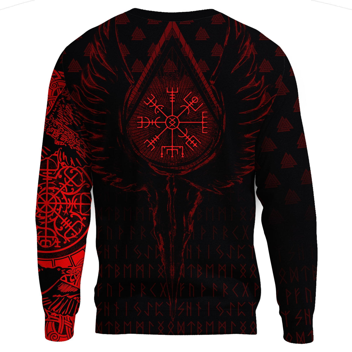 Viking Sweatshirt - Old Norse Odin Tattoo - Old Norse Odin Tattoo - Red RLT12 - Wonder Print Shop