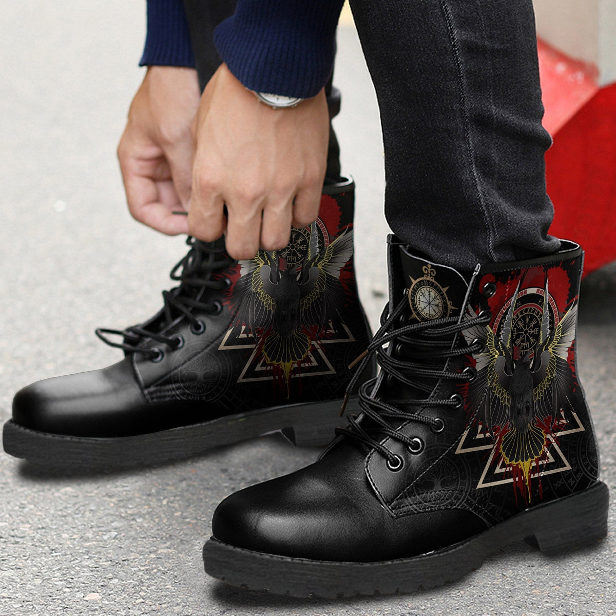 viking-leather-boots-raven-of-odin-special-version