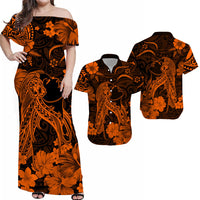 Hawaii Matching Hawaiian Shirt And Dress PolynesiaOrange Beautiful Hula Girl LT13 - Wonder Print Shop