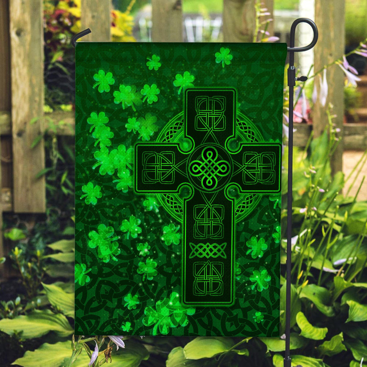 Celtic Cross Garden Flag/ House Flag With Shamrock Simple Style LT8 - Wonder Print Shop
