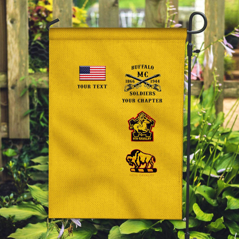 (Custom Personalised) Buffalo Soldiers Motorcycle Club BSMC Flag Original Style - Gold LT8 - Wonder Print Shop