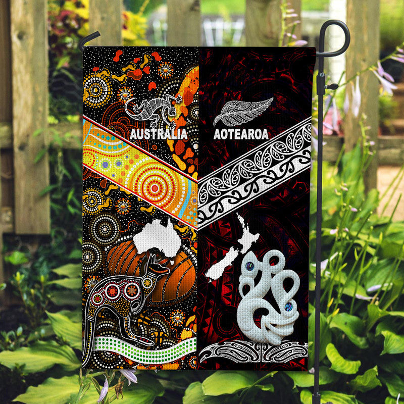 New Zealand Maori Aotearoa and Australia Aboriginal Flag Together Red LT8 - Wonder Print Shop