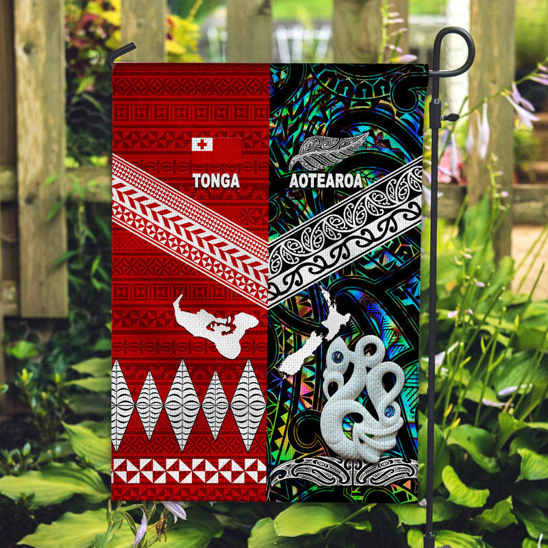 New Zealand and Tonga Flag Together Paua Shell LT8 - Wonder Print Shop