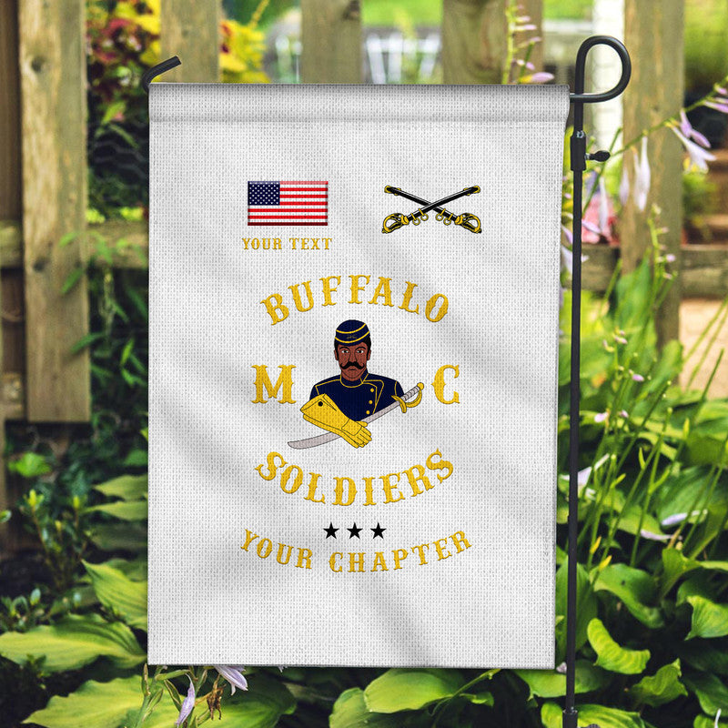 (Custom Personalised) Buffalo Soldiers Motorcycle Club BSMC Flag Simple Style - White Gold LT8 - Wonder Print Shop