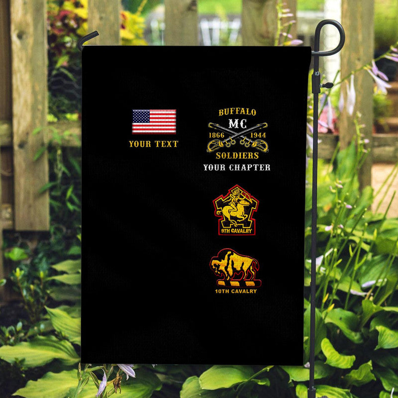(Custom Personalised) Buffalo Soldiers Motorcycle Club BSMC Flag Original Style - Black LT8 - Wonder Print Shop