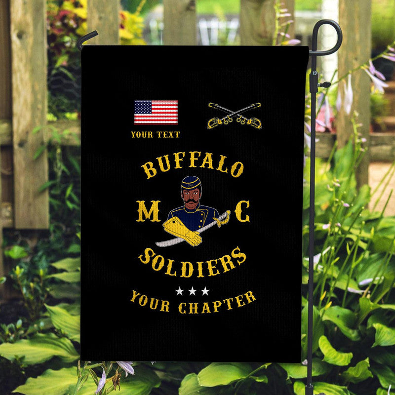 (Custom Personalised) Buffalo Soldiers Motorcycle Club BSMC Flag Simple Style - Black LT8 - Wonder Print Shop
