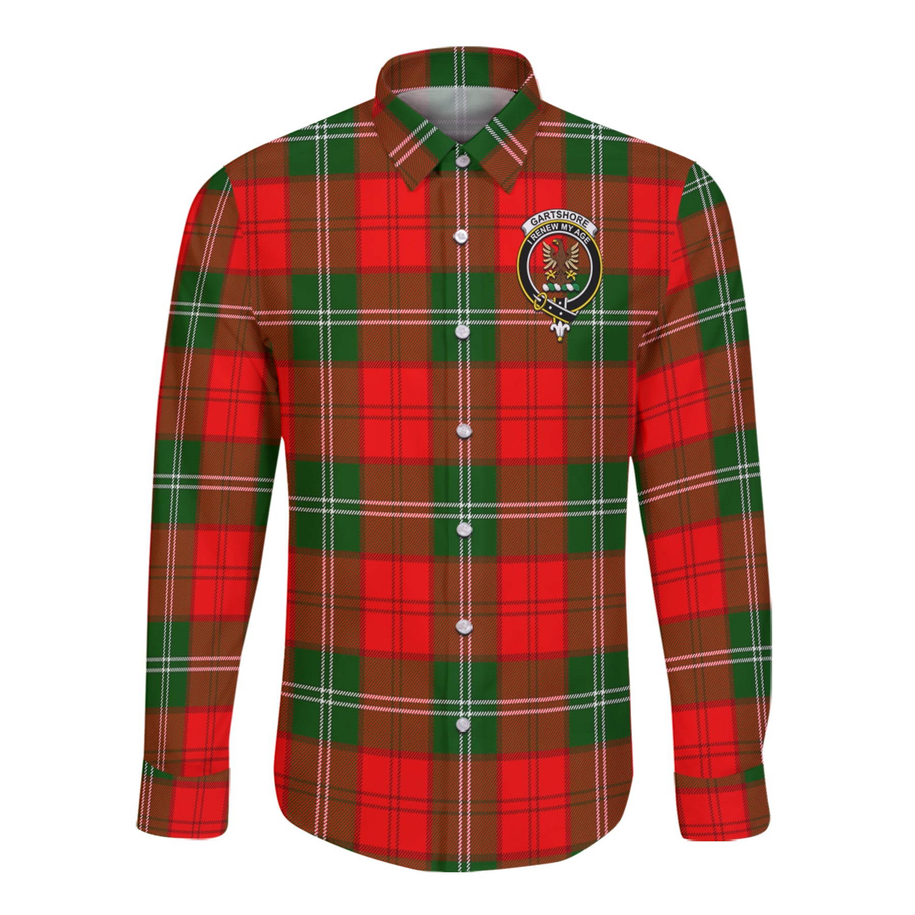 Gartshore Tartan Long Sleeve Button Up Shirt with Scottish Family Crest K23