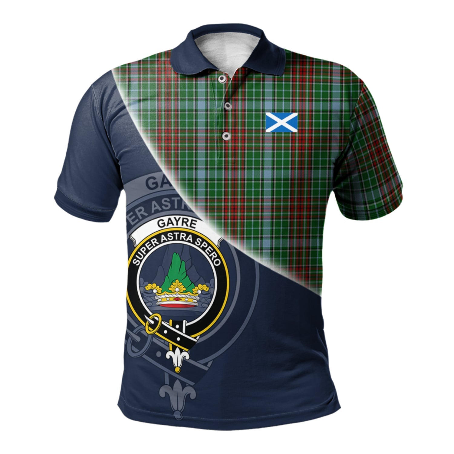 scottish-gayre-clan-crest-tartan-scotland-flag-half-style-polo-shirt