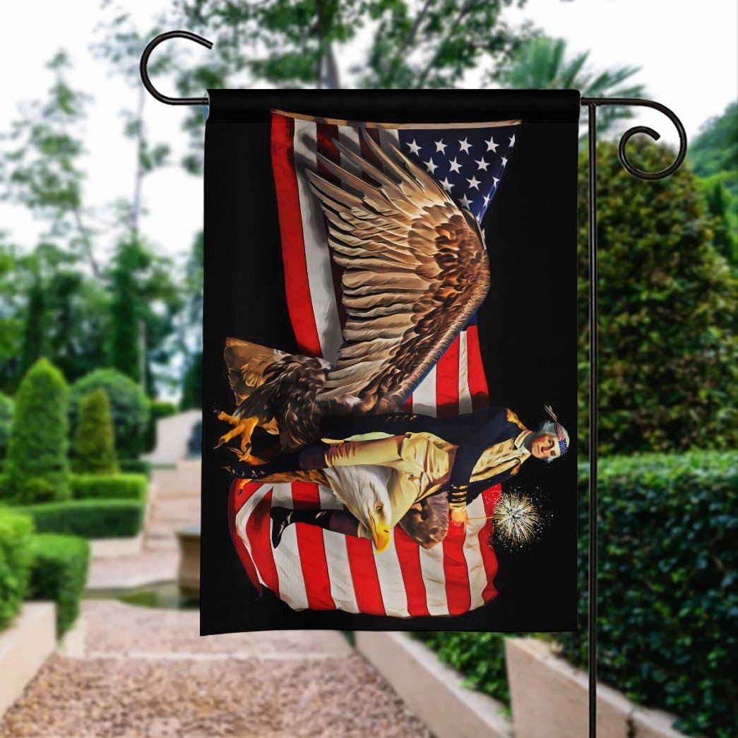 George Washington Riding A Bald Eagle American Flag LT8 - Wonder Print Shop