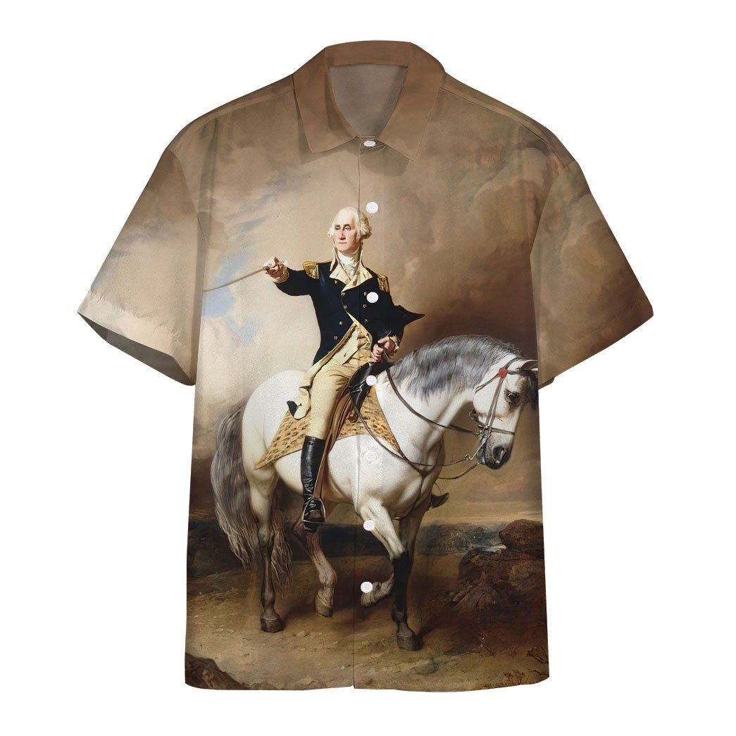 George Washington Taking The Salute At Trenton Hawaiian Shirt LT8 - Wonder Print Shop