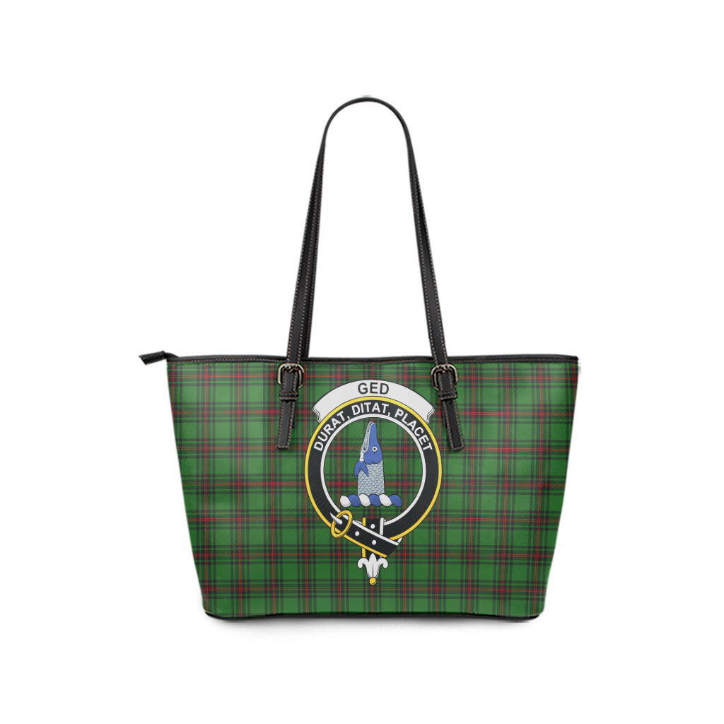 scottish-ged-clan-crest-tartan-leather-tote-bags