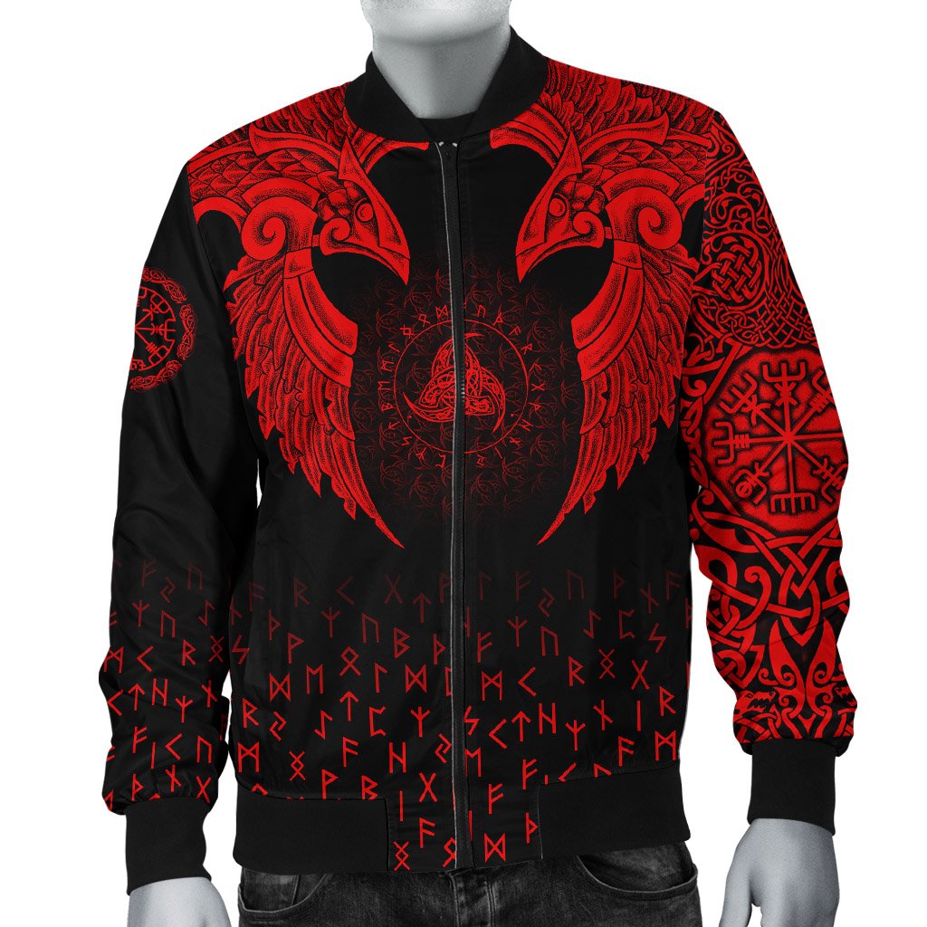 Viking Bomber Jacket Nordic Raven Tattoos RLT12 - Wonder Print Shop