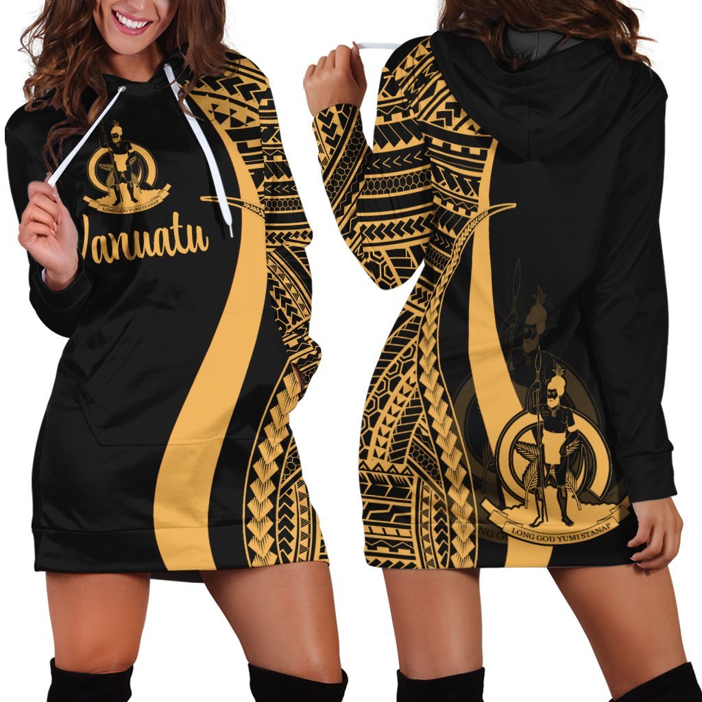 vanuatu-womens-hoodie-dress-gold-polynesian-tentacle-tribal-pattern