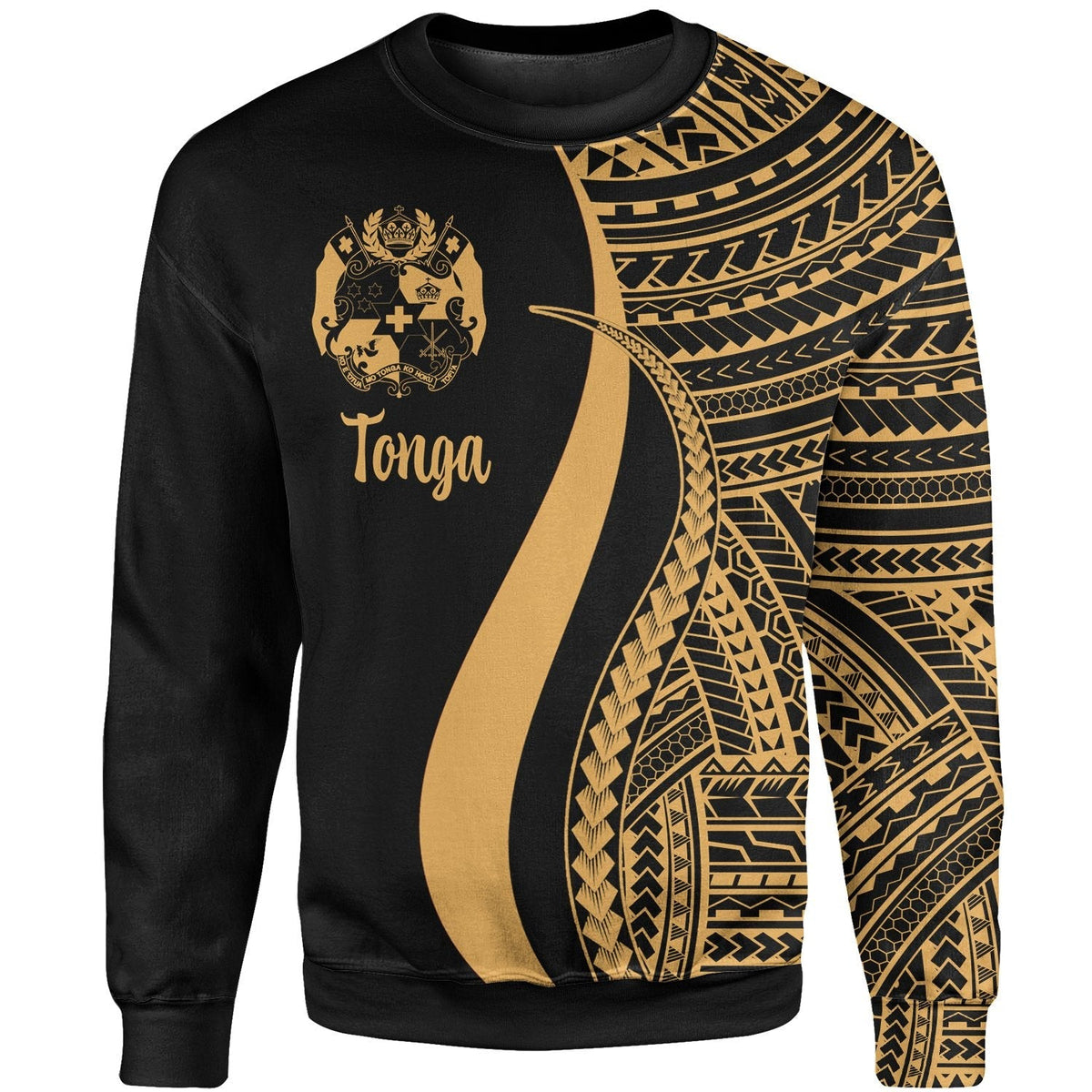 Tonga Sweatshirt - Gold Polynesian Tentacle Tribal Pattern - Wonder Print Shop
