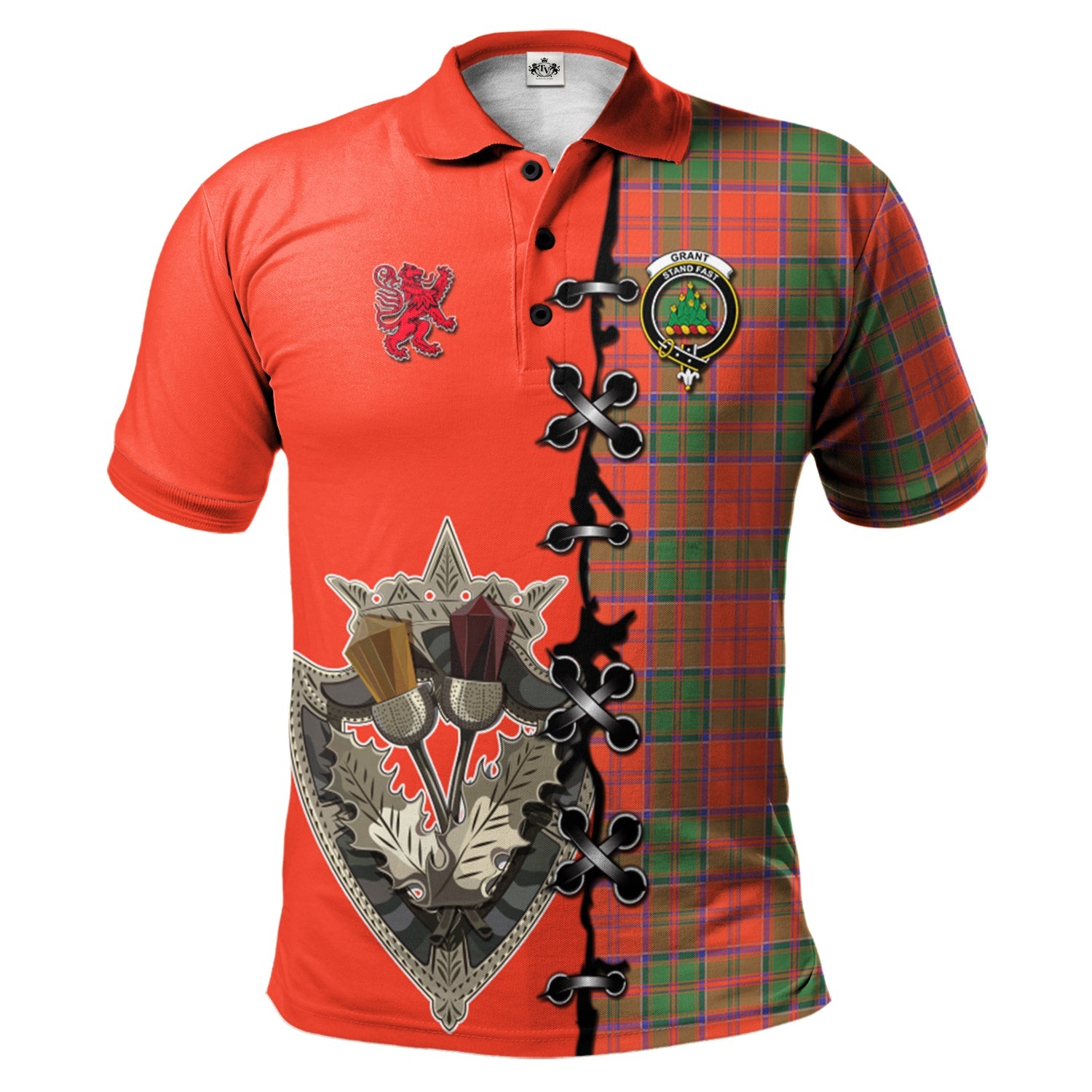 scottish-grant-ancient-clan-crest-tartan-lion-rampant-and-celtic-thistle-polo-shirt