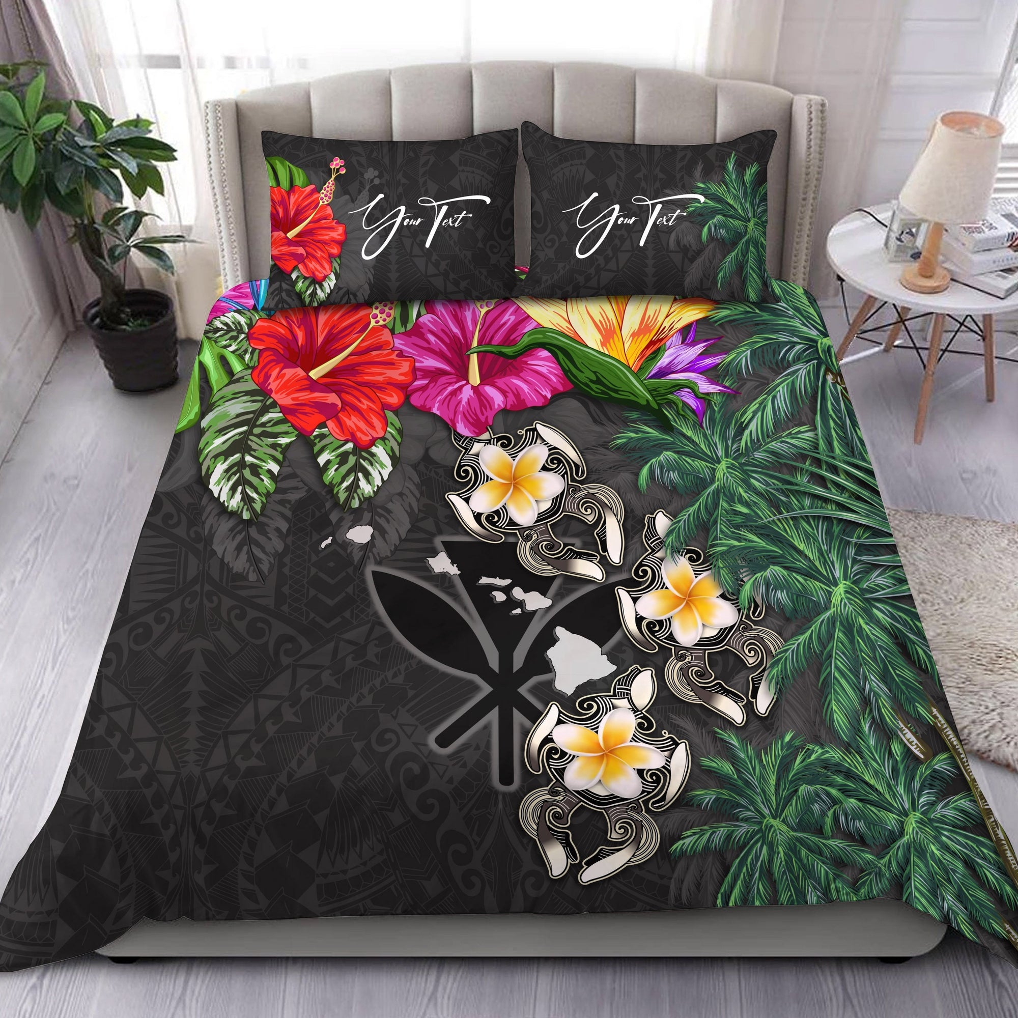 custom-hawaii-bedding-set-hibiscus-turtle-gray-personal-signature