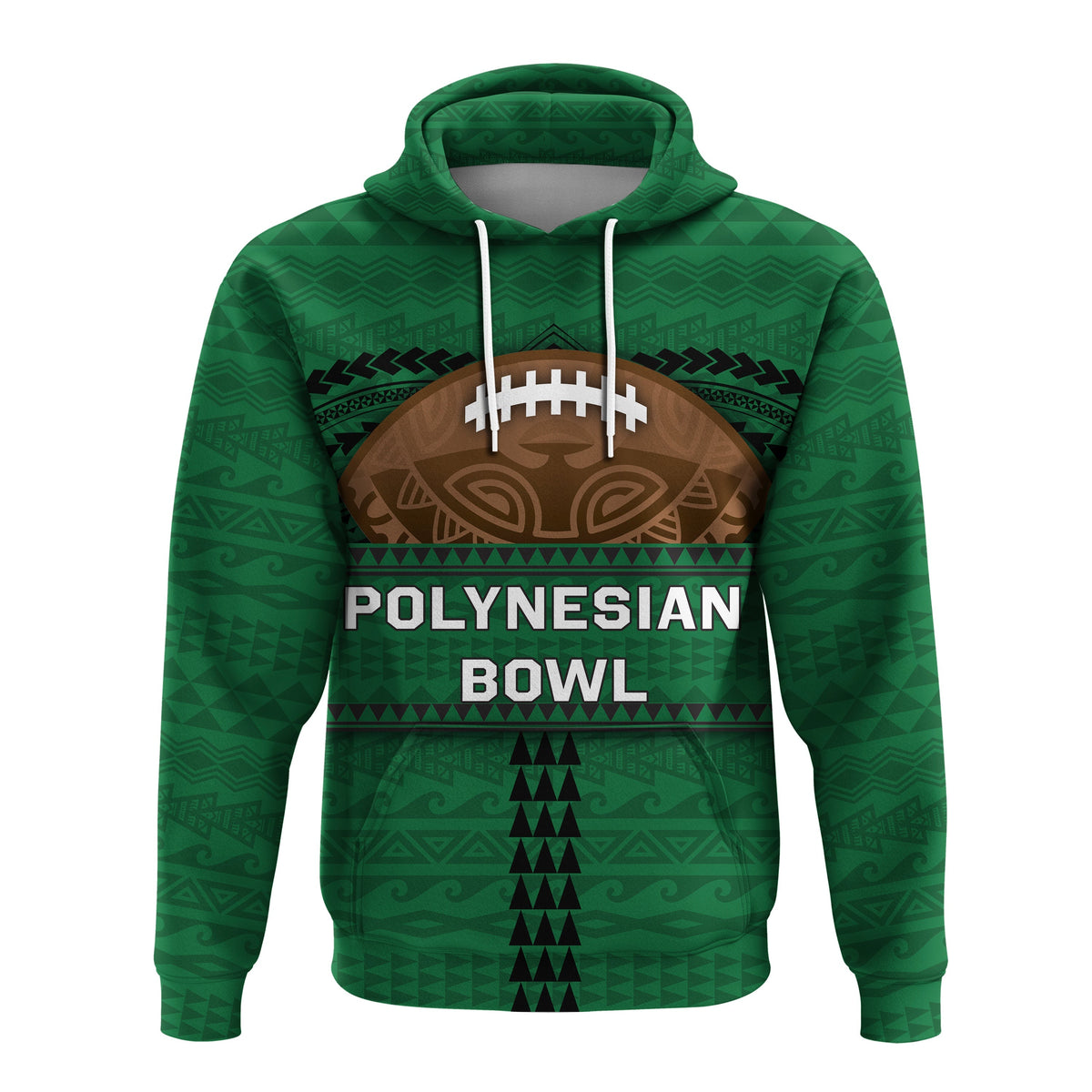 Custom Polynesian Bowl Hoodie Green Custom Text and Number LT4 - Wonder Print Shop