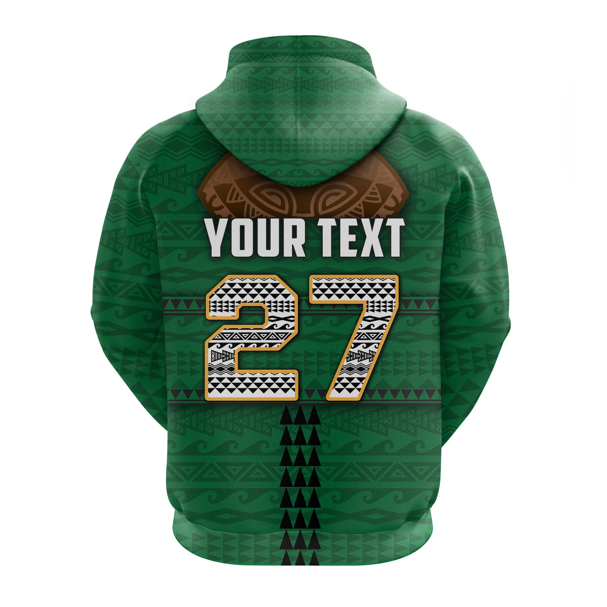 Custom Polynesian Bowl Hoodie Green Custom Text and Number LT4 - Wonder Print Shop