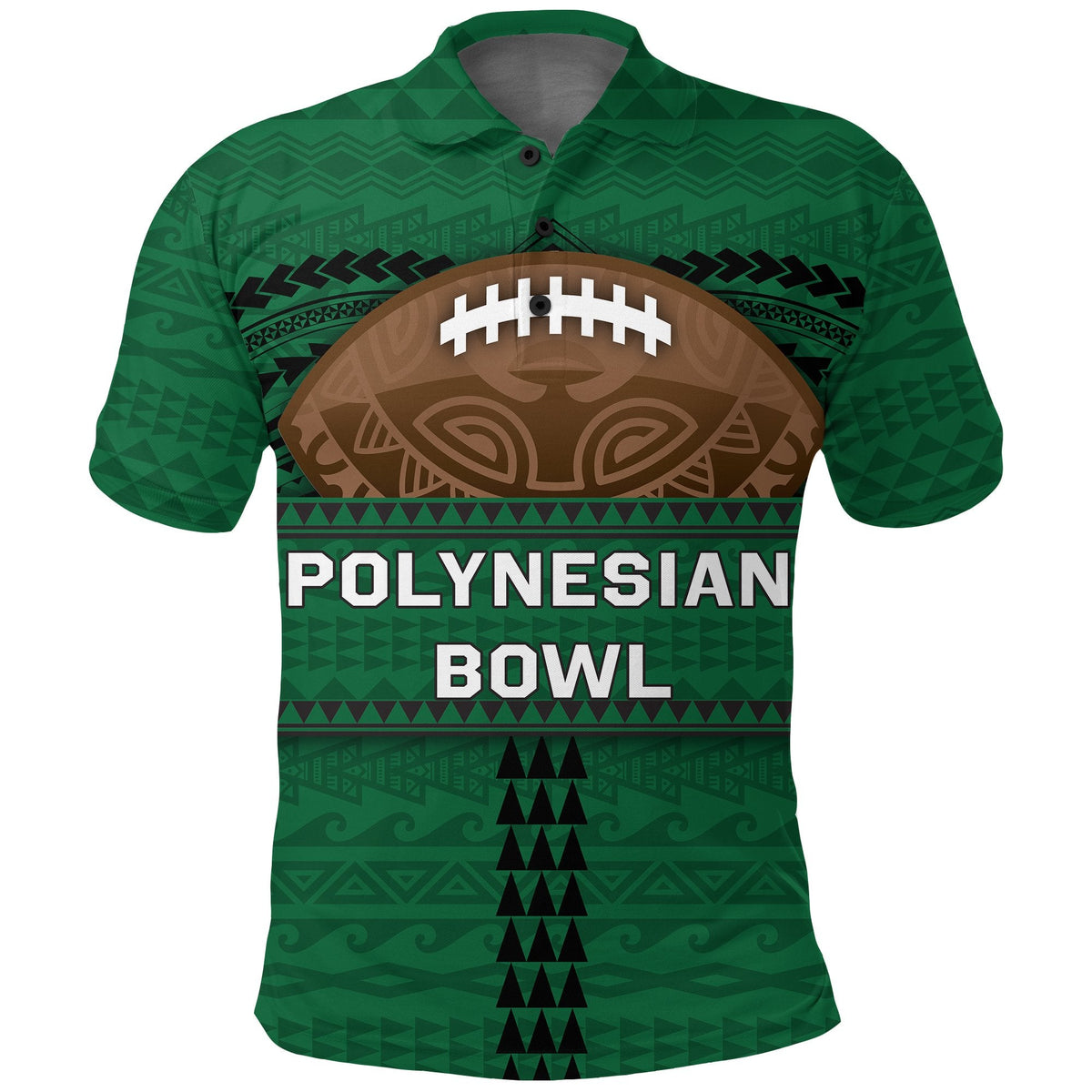 Custom Polynesian Bowl Polo Shirt Green Custom Text and Number LT4 - Wonder Print Shop