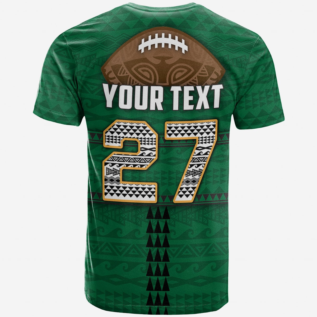Custom Polynesian Bowl T Shirt Green Custom Text And Number LT4 - Wonder Print Shop