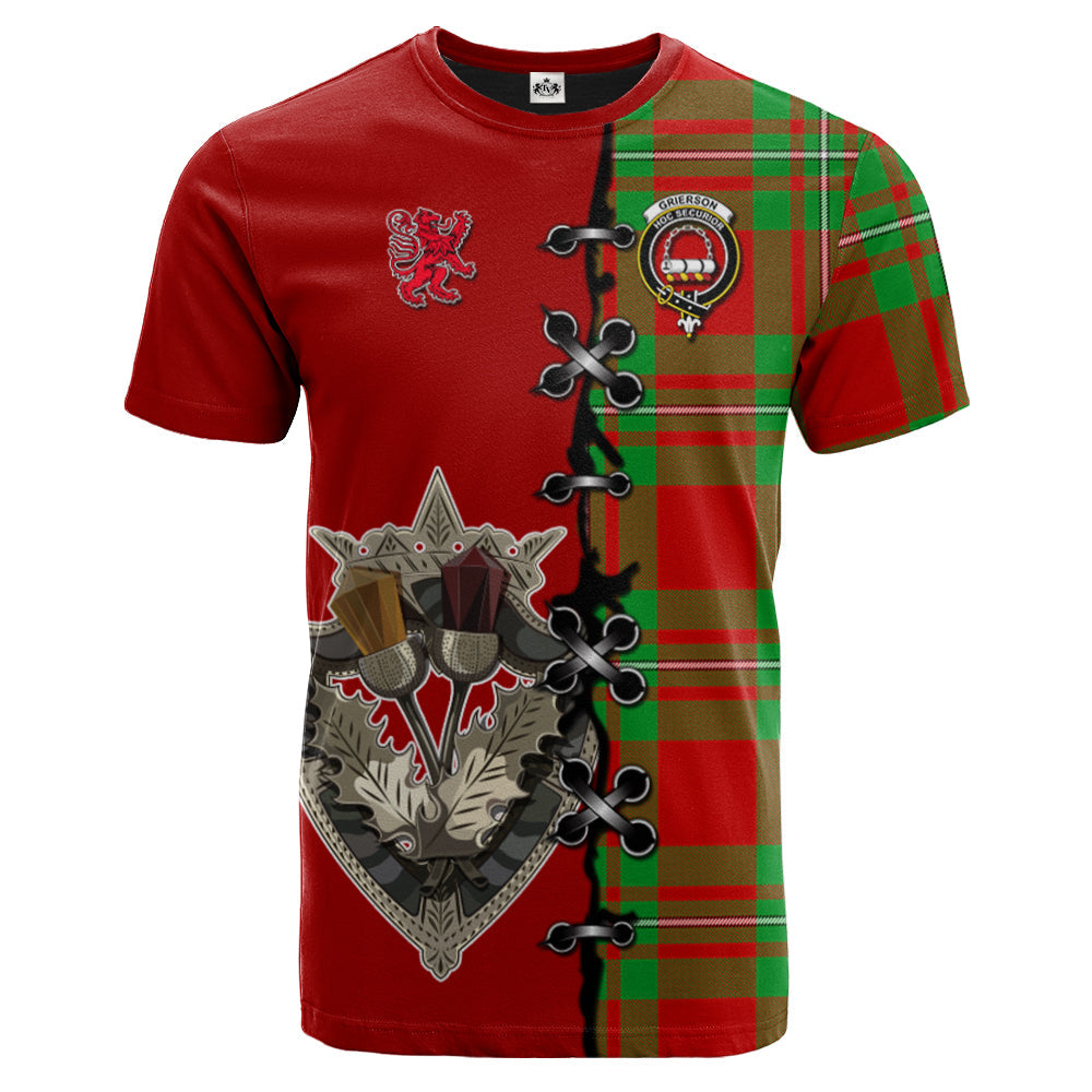 scottish-grierson-clan-crest-tartan-lion-rampant-and-celtic-thistle-t-shirt