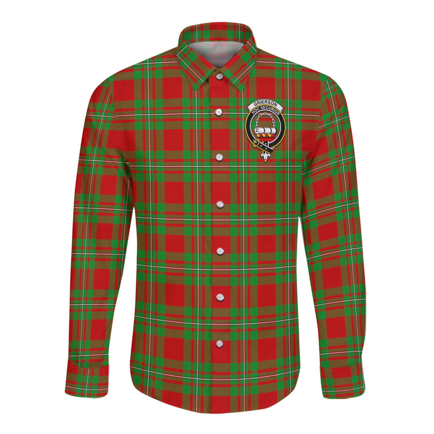Grierson Tartan Long Sleeve Button Up Shirt with Scottish Family Crest K23