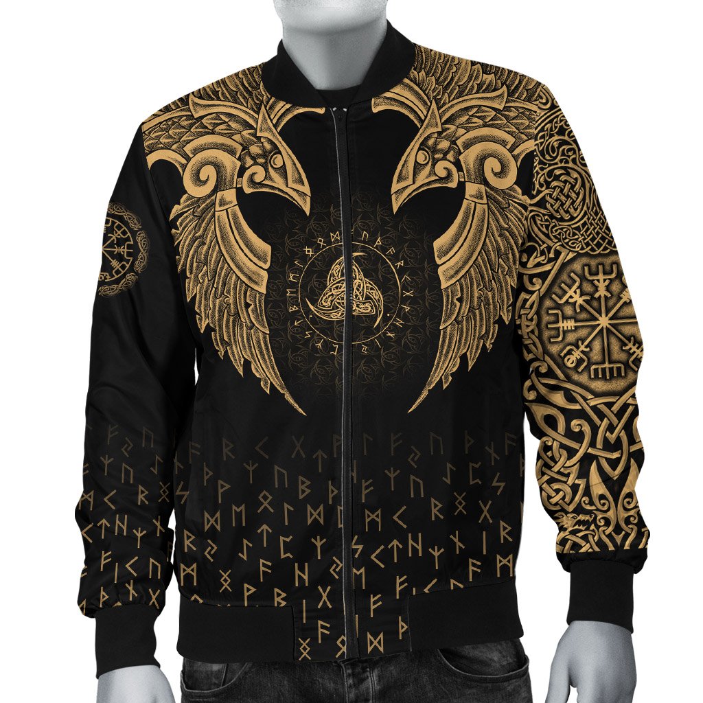 Viking Bomber Jacket Nordic Raven Tattoos RLT12 - Wonder Print Shop