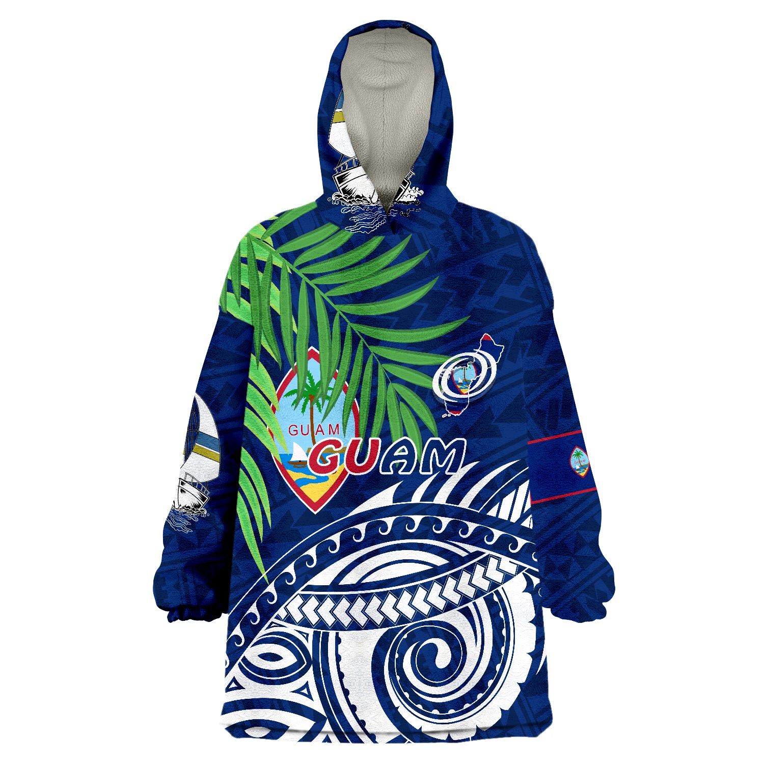 Guam Coconut Leaves Wearable Blanket Hoodie - Wonder Print Shop