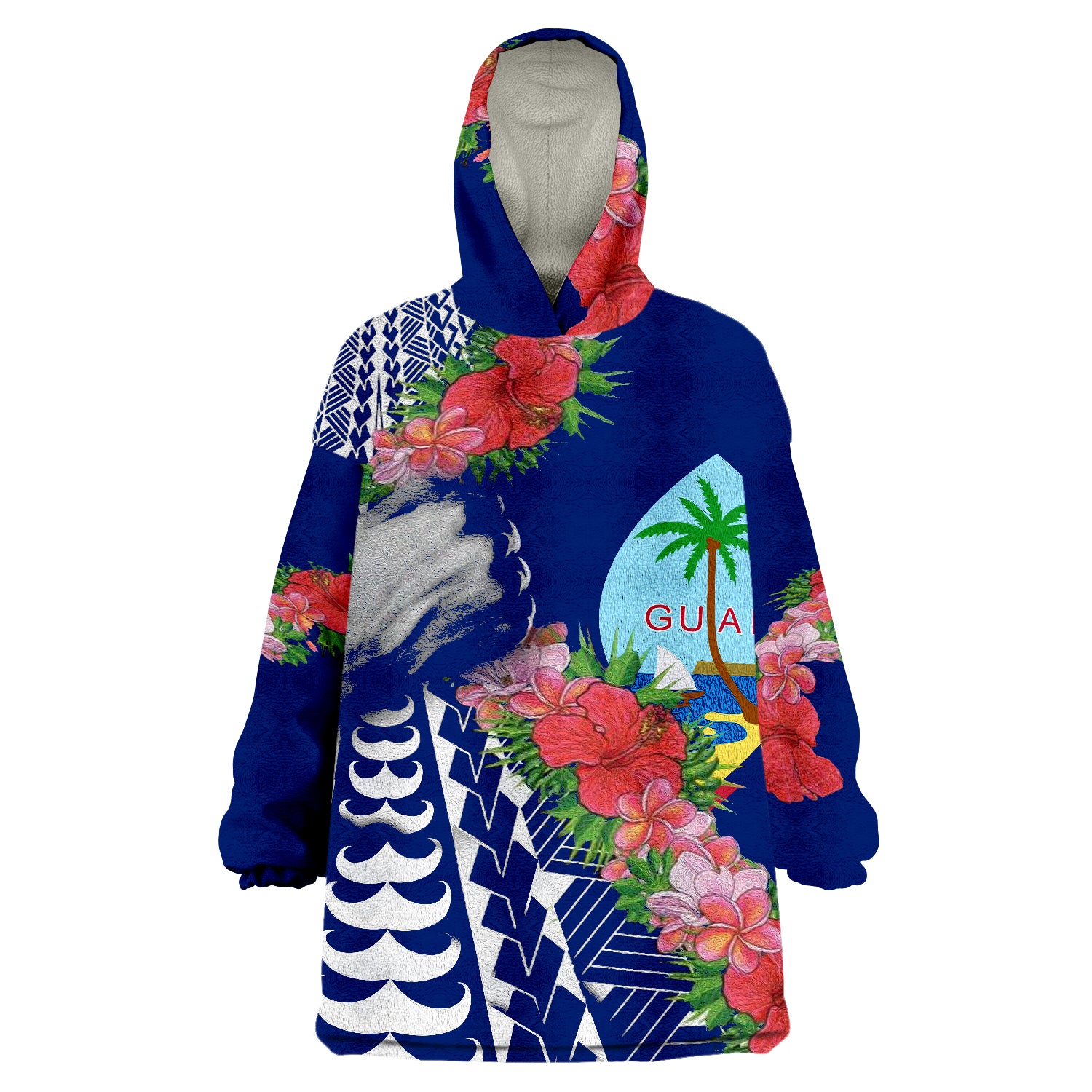 Guam Flag Curve Style Wearable Blanket Hoodie - Wonder Print Shop