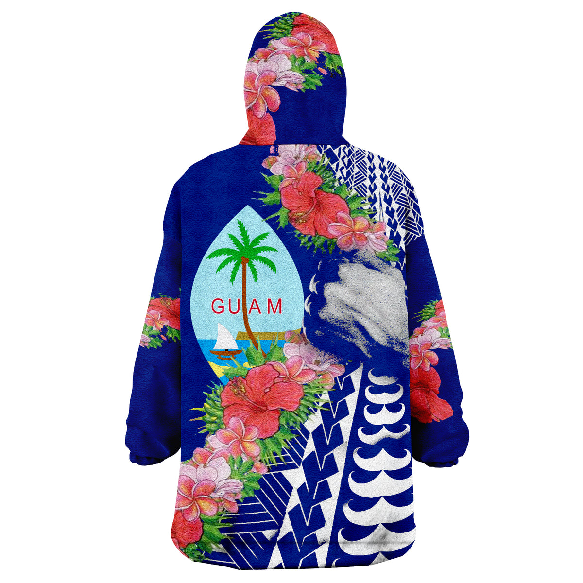 Guam Flag Curve Style Wearable Blanket Hoodie - Wonder Print Shop