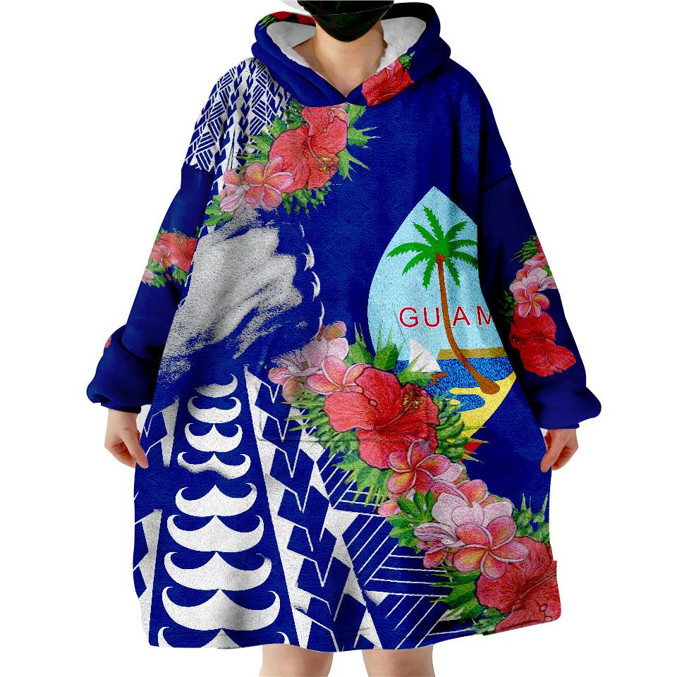 Guam Flag Curve Style Wearable Blanket Hoodie - Wonder Print Shop