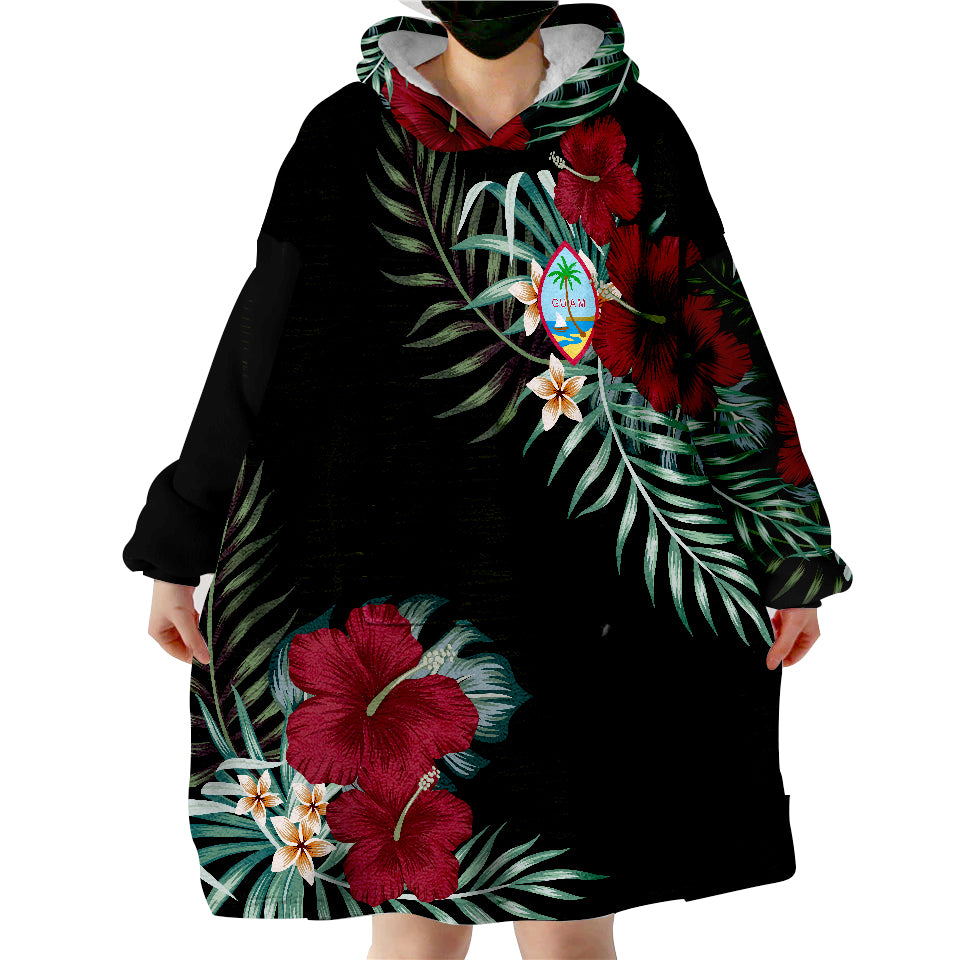 Guam Guam Coat Of Arms Hibiscus Palm Leaves Wearable Blanket Hoodie - Wonder Print Shop
