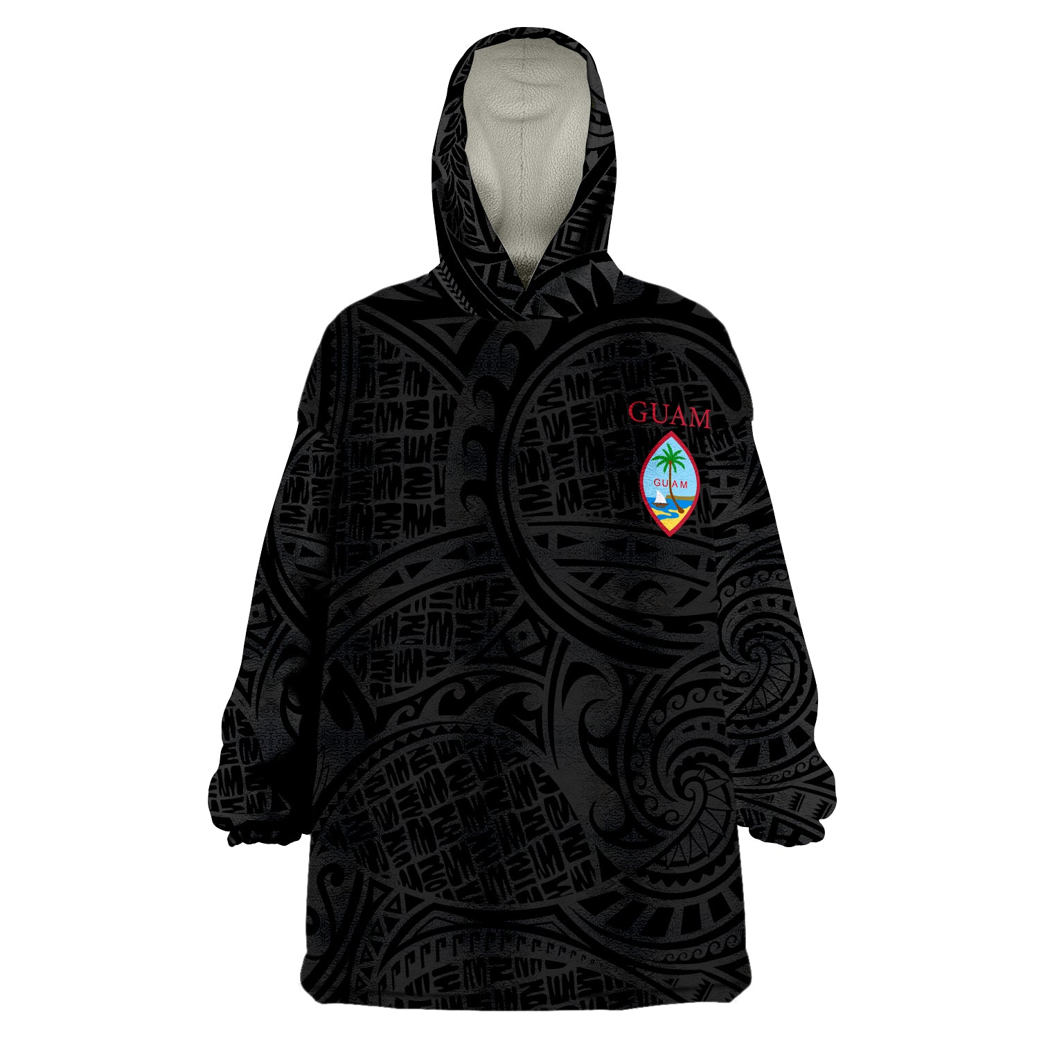 Guam Guam Flag Coat Of Arms Wearable Blanket Hoodie - Wonder Print Shop