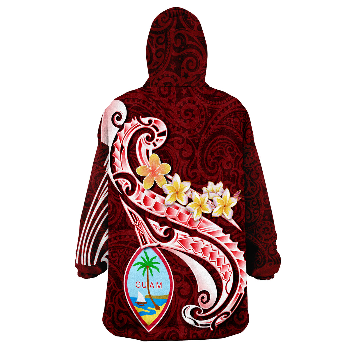 Guam Guam Seal Polynesian Patterns Plumeria Wearable Blanket Hoodie - Wonder Print Shop