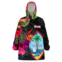 Guam Hibiscus Polynesian Pattern Wearable Blanket Hoodie - Wonder Print Shop