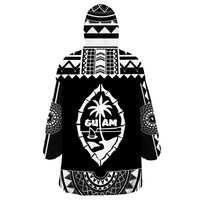 Guam Polynesian Black And White Wearable Blanket Hoodie - Wonder Print Shop