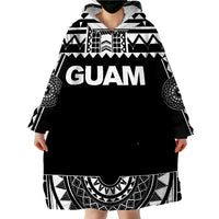 Guam Polynesian Black And White Wearable Blanket Hoodie - Wonder Print Shop