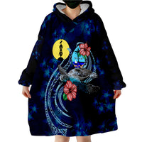 Guam Polynesian Blue Turtle Hibiscus Wearable Blanket Hoodie - Wonder Print Shop