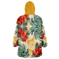 Guam Polynesian Hibiscus Flowers Wearable Blanket Hoodie - Wonder Print Shop