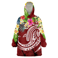 Guam Polynesian Summer Plumeria Wearable Blanket Hoodie - Wonder Print Shop