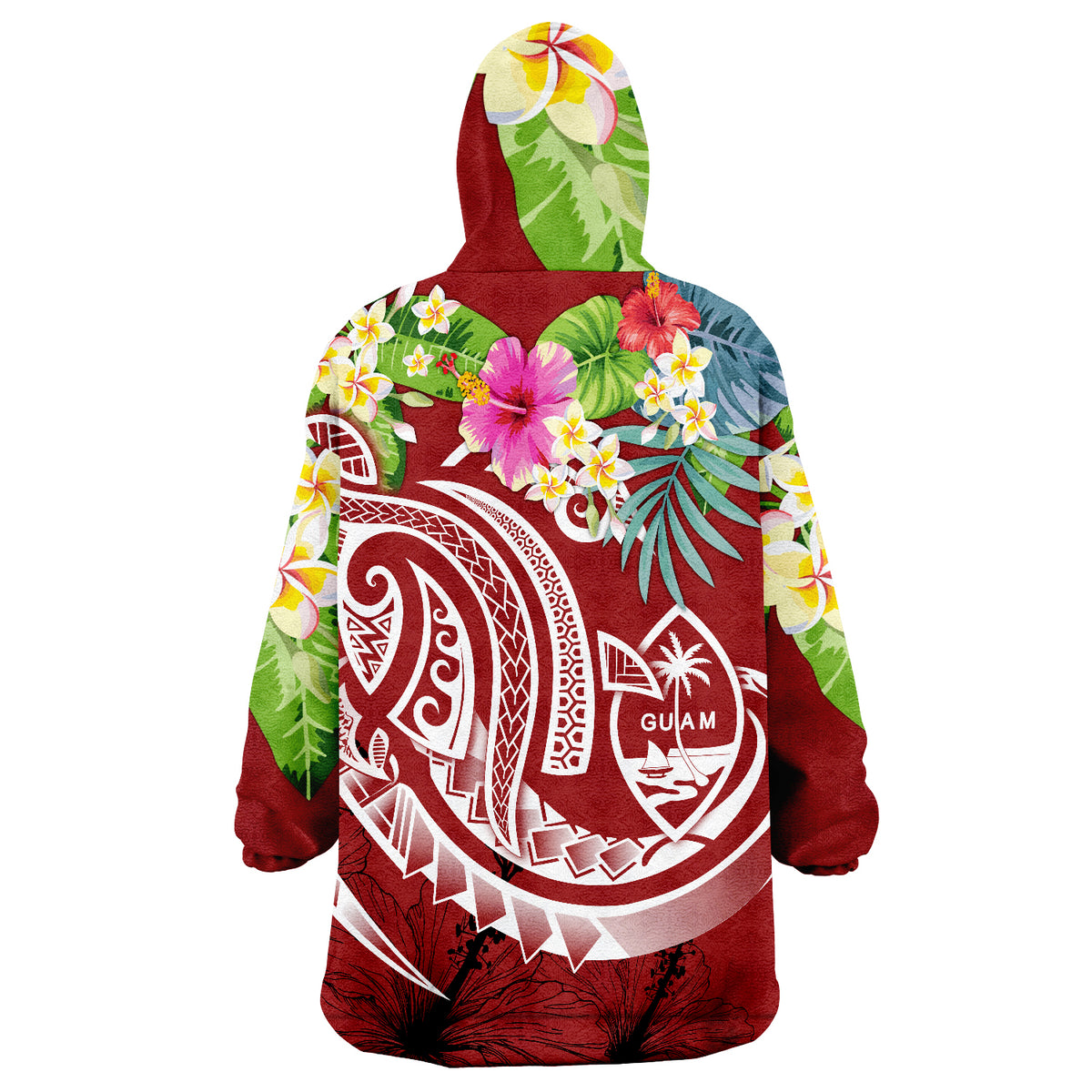 Guam Polynesian Summer Plumeria Wearable Blanket Hoodie - Wonder Print Shop