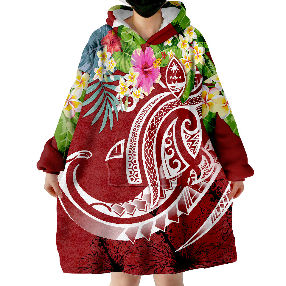 Guam Polynesian Summer Plumeria Wearable Blanket Hoodie - Wonder Print Shop
